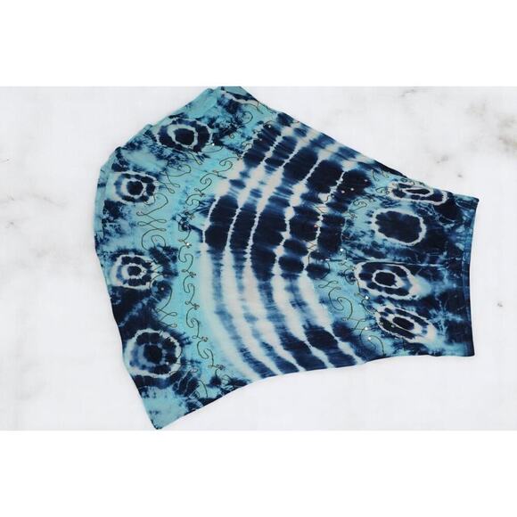 Pink Apple Blue Tie-Dye Boho Skirt – Size L – Embroidered & Sequin Detail Festiv - Picture 12 of 14